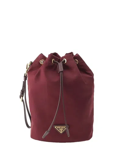 Pre-owned Prada 2013-2026 Tessuto Drawstring Pouch In Red