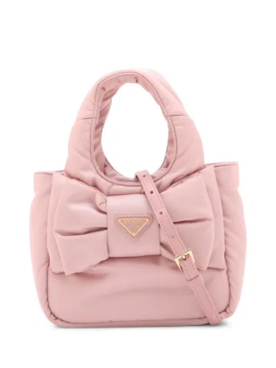 Pre-owned Prada 2013-2026 Tessuto Fiocco Bow Satchel In Pink