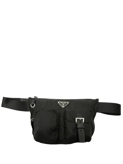 Pre-owned Prada 2013-2026 Tessuto Multi Pocket Belt Bag In Black
