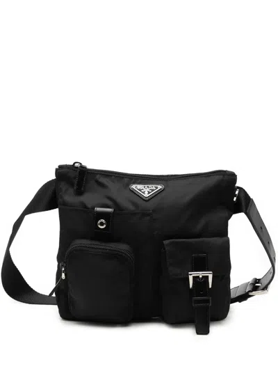 Pre-owned Prada 2013-2026 Tessuto Multi Pocket Belt Bag In Black