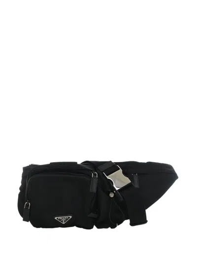 Pre-owned Prada 2013-2026 Tessuto Multi Pocket Belt Bag In Black