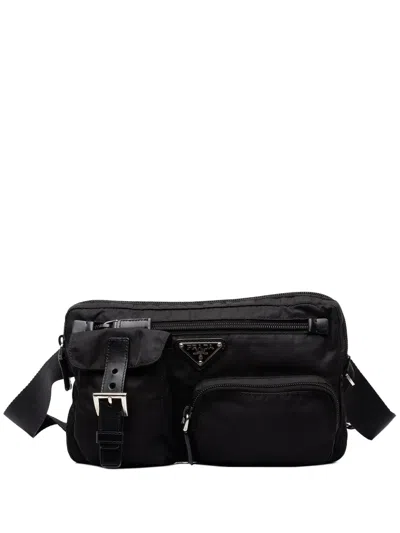 Pre-owned Prada 2013-2026 Tessuto Multi Pocket Belt Bag In Black