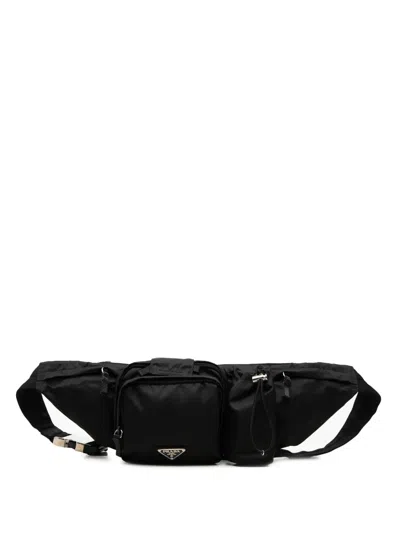 Pre-owned Prada 2013-2026 Tessuto Multi Pocket Belt Bag In Black