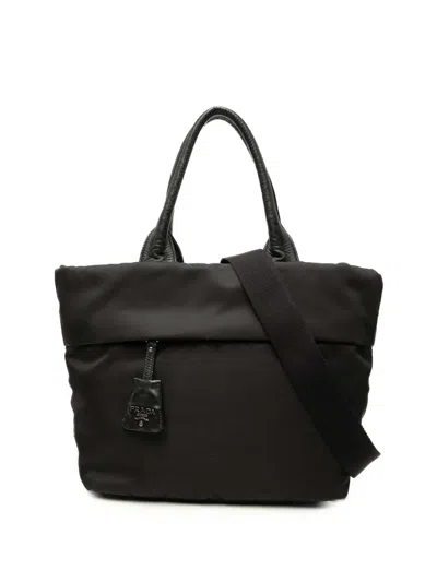 Pre-owned Prada 2013-2026 Tessuto Reversible Satchel In Brown