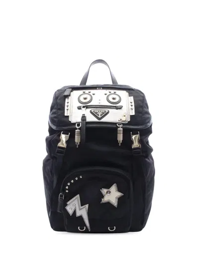 Pre-owned Prada 2013-2026 Tessuto Robot Backpack In Black