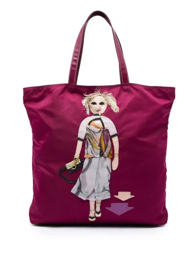 Pre-owned Prada 2013-2026 Tessuto Robot Doll Tote Bag In 紫色