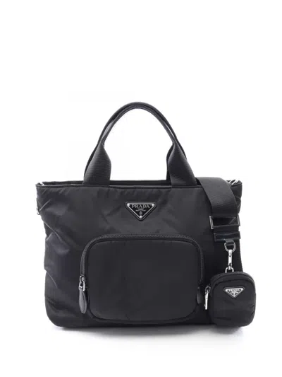 Pre-owned Prada 2013-2026 Tessuto Satchel In Black