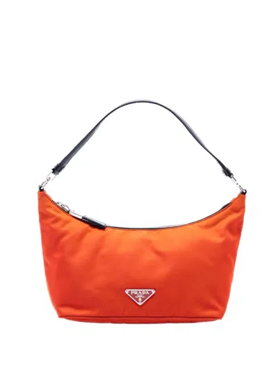 Pre-owned Prada 2013-2026 Tessuto Sirio Shoulder Bag In Orange