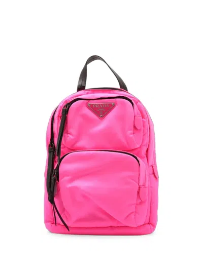 Pre-owned Prada 2013-2026 Tessuto Soft Fluo Sling Backpack In Pink