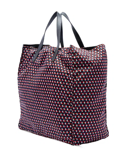 Pre-owned Prada 2013-2026 Tessuto Stampato Octagon Satchel In Red