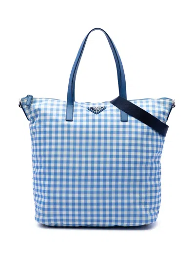 Pre-owned Prada 2013-2026 Tessuto Stampato Satchel In Blue