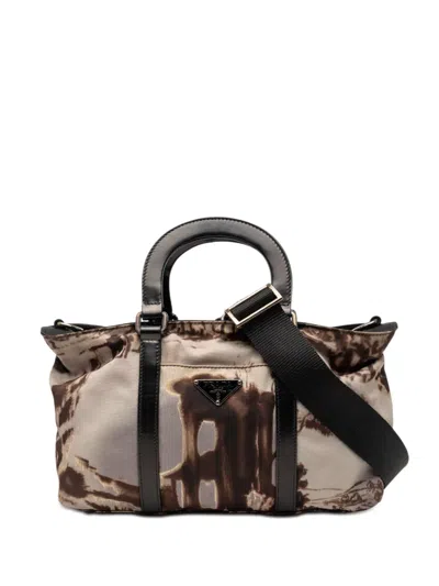 Pre-owned Prada 2013-2026 Tessuto Stampato Satchel In Brown