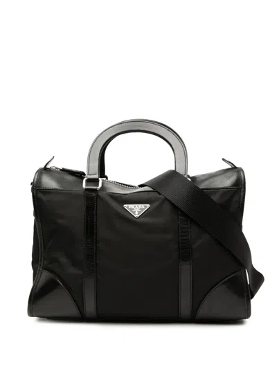 Pre-owned Prada 2013-2026 Tessuto Top Handle Bag Satchel In Black