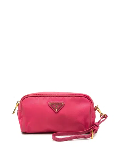 Pre-owned Prada 2013-2026 Tessuto Wristlet Pouch In Pink