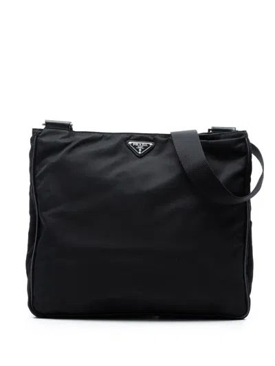 Pre-owned Prada 2013-2026 Tessuto Zip Top Crossbody Bag In Black