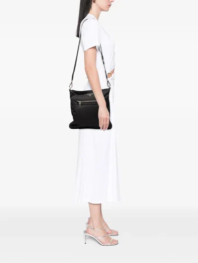 Pre-owned Prada 2013-2026 Tessuto Zip Top Crossbody Bag In Black