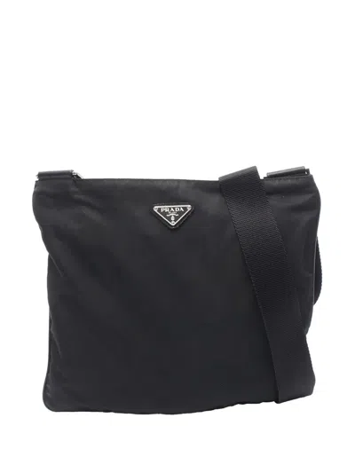 Pre-owned Prada 2013-2026 Tessuto Zip Top Crossbody Bag In Black