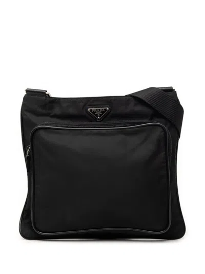 Pre-owned Prada 2013-2026 Tessuto Zip Top Crossbody Bag In Black