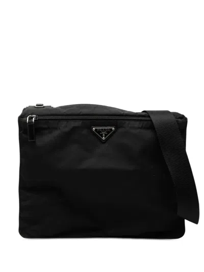 Pre-owned Prada 2013-2026 Tessuto Zip Top Crossbody Bag In Black