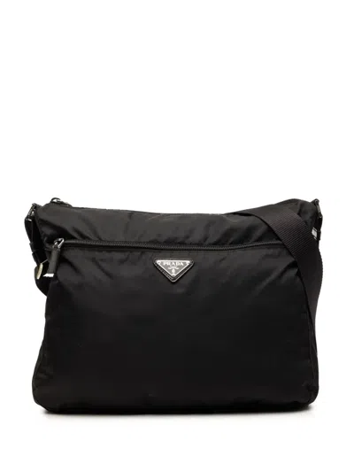 Pre-owned Prada 2013-2026 Tessuto Zip Top Crossbody Bag In Black