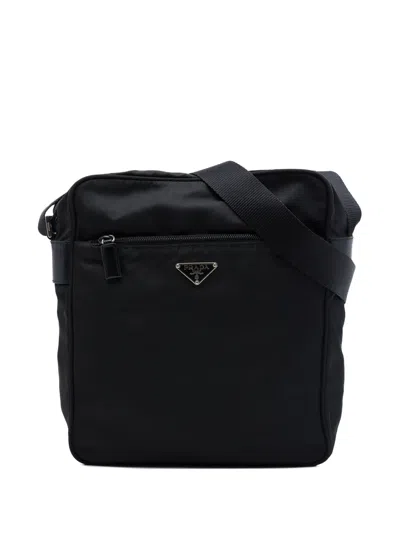 Pre-owned Prada 2013-2026 Tessuto Zip Top Crossbody Bag In Black