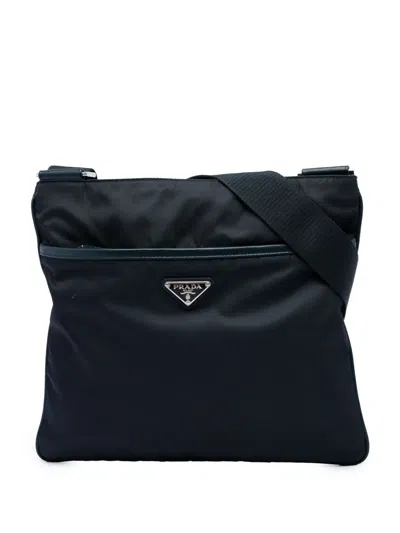 Pre-owned Prada 2013-2026 Tessuto Zip Top Crossbody Bag In Blue