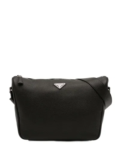 Pre-owned Prada 2013-2026 Vitello Daino Crossbody Bag In Black