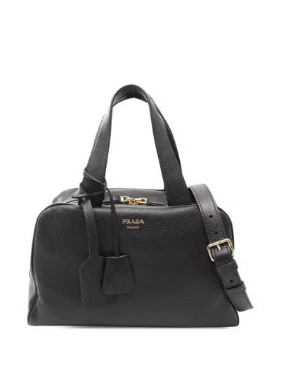 Pre-owned Prada 2013-2026 Vitello Daino Satchel In Black