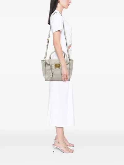 Pre-owned Prada 2013-2026 Vitello Daino Sound Lock Satchel In White