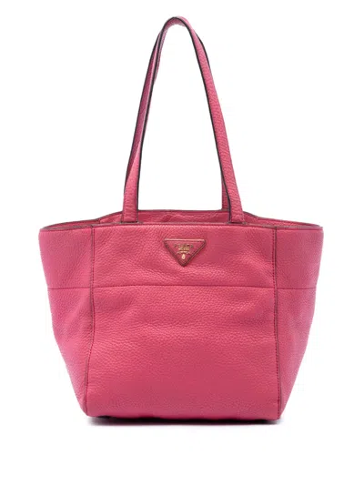 Pre-owned Prada 2013-2026 Vitello Daino Tote Bag In 粉色
