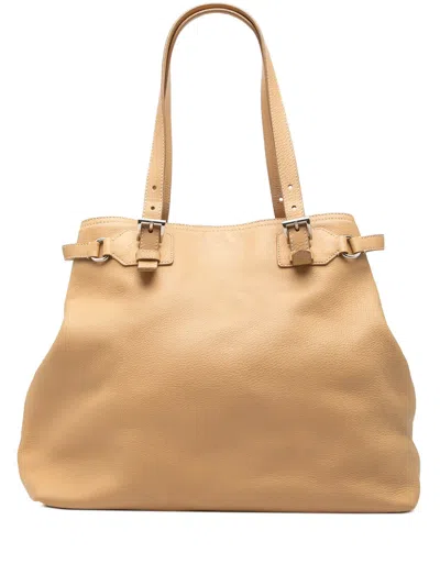 Pre-owned Prada 2013-2026 Vitello Daino Tote Bag In Brown