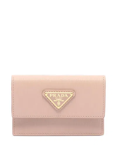 Pre-owned Prada 2013-2026 Vitello Move Case Card Holder In Pink