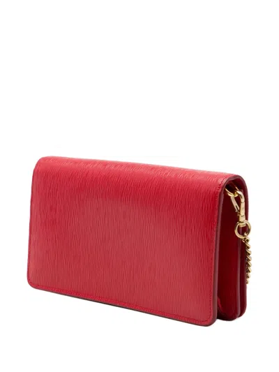 Pre-owned Prada 2013-2026 Vitello Move Clutch With Chain Crossbody Bag In Red