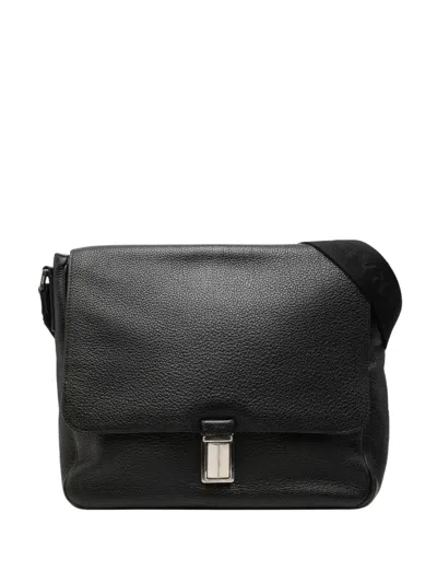 Pre-owned Prada 2013-2026 Vitello Phenix Flap Crossbody Bag In Black