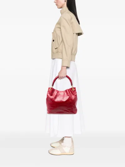 Pre-owned Prada 2013-2026 Vitello Shine Tote Bag In Red