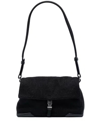 Pre-owned Prada 2013-2026 Wool Sports Line Shoulder Bag In Black