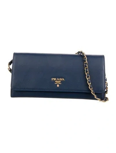 Pre-owned Prada 2014 Continental Wallet In Blue