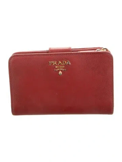 Pre-owned Prada 2014 Continental Wallet In Red
