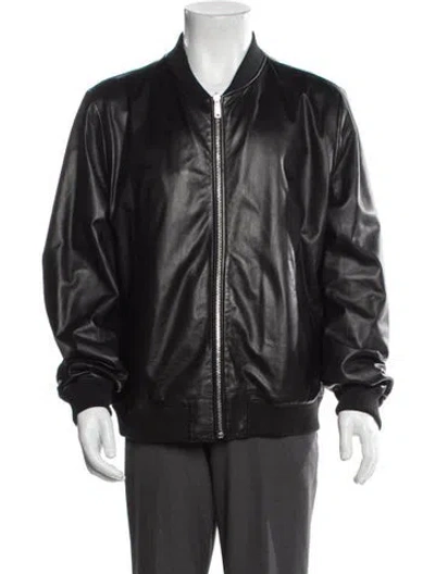Pre-owned Prada 2014 Enameled Metal Triangle Bomber Jacket In Black
