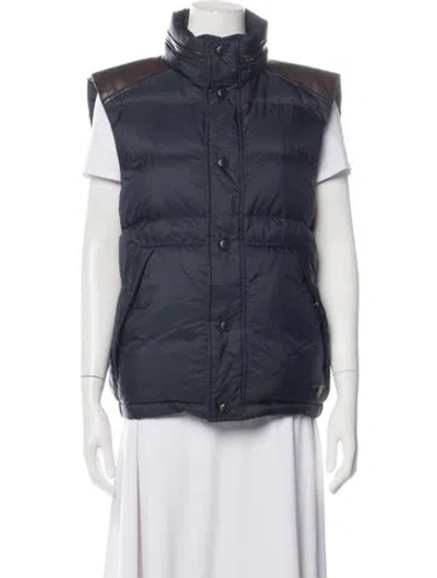 Pre-owned Prada 2014 Enameled Metal Triangle Puffer Coat In Blue