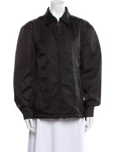Pre-owned Prada 2014 Enameled Metal Triangle Windbreaker In Black