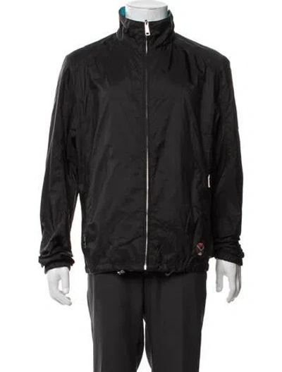 Pre-owned Prada 2014 Enameled Metal Triangle Windbreaker In Black