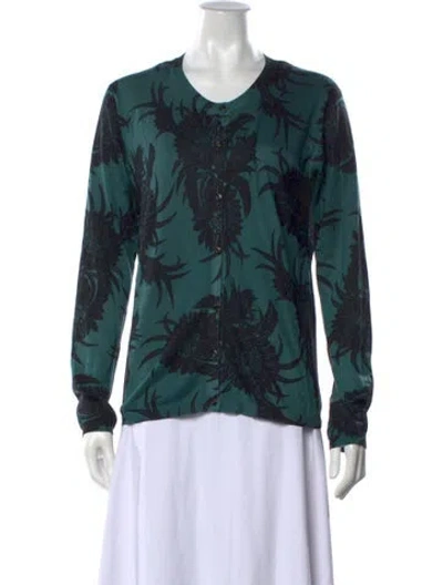 Pre-owned Prada 2014 Floral Print Sweater In Blue