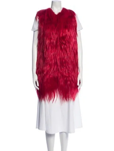 Pre-owned Prada 2014 Goat Fur Fur Vest In Red