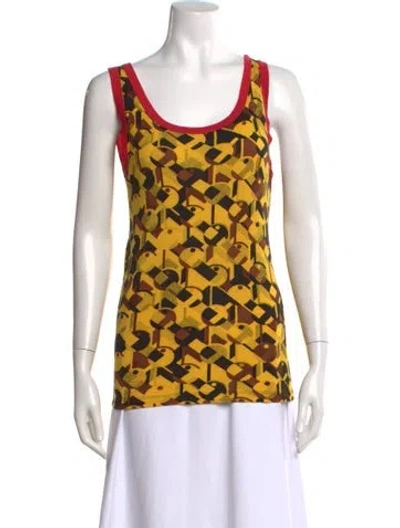 Pre-owned Prada 2014 Graphic Print Top In Yellow