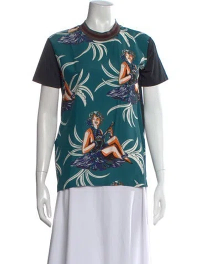 Pre-owned Prada 2014 Graphic Print T-shirt In Blue