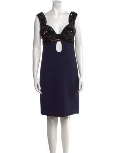 Pre-owned Prada 2014 Knee-length Dress W/ Tags In Blue