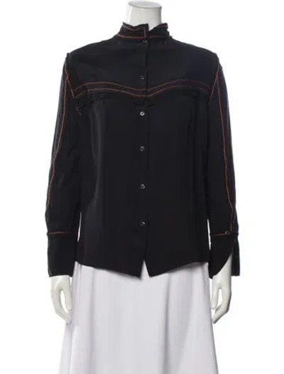 Pre-owned Prada 2014 Long Sleeve Blouse In Black