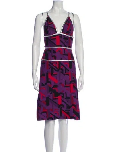 Pre-owned Prada 2014 Midi Length Dress In Purple