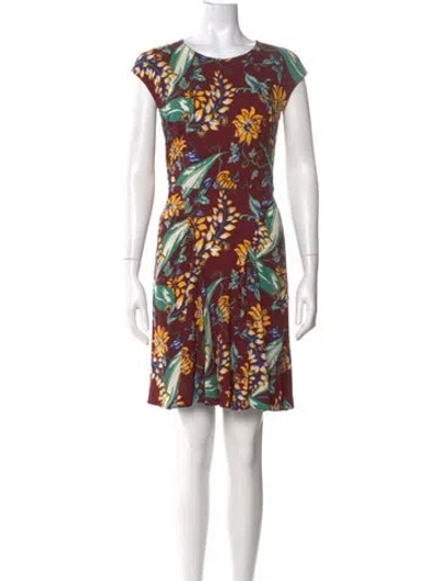 Pre-owned Prada 2014 Mini Dress In Burgundy